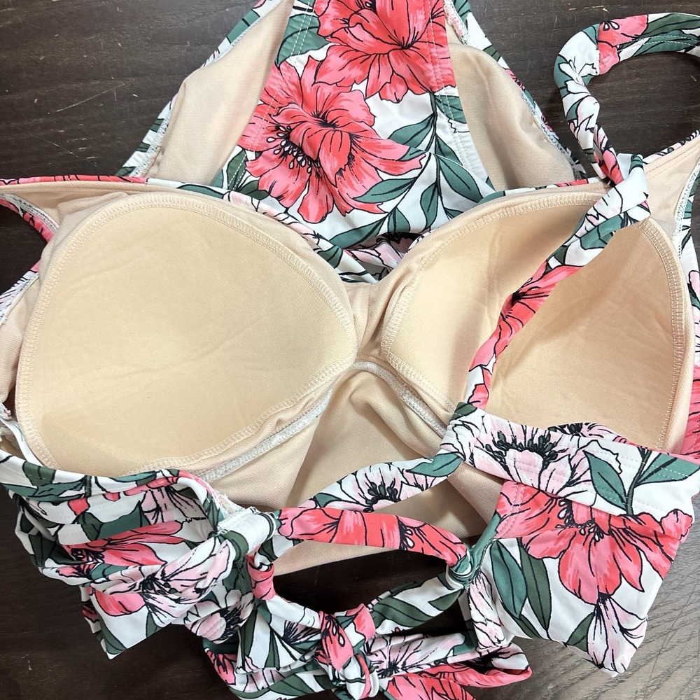 Women's One Piece Ruched Swimsuit Large Floral Tank Built-In Bra Lined Feminine - Picture 11 of 12